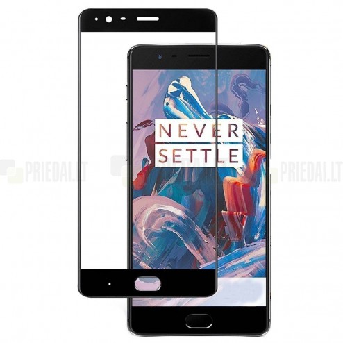 OnePlus 3 (OnePlus Three) Calans Tempered Glass melns ekrāna aizsargstikls