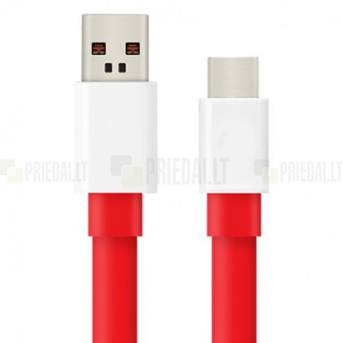 Oficiāls „OnePlus“ Flat Fast Charging USB Type-C sarkans vads 1,5 m. (D401, origināls)