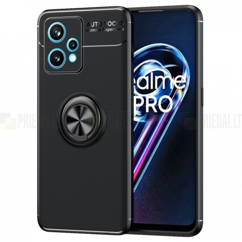 OnePlus Nord CE 2 Lite 5G „FOCUS“ Kickstand cieta silikona (TPU) melns apvalks