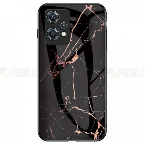 OnePlus Nord CE 2 Lite 5G „Marble“ cieta silikona (TPU) melns / zelta apvalks