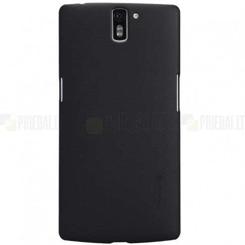 OnePlus One Nillkin Frosted Shield melns plastmasas apvalks + ekrāna aizsargplēve