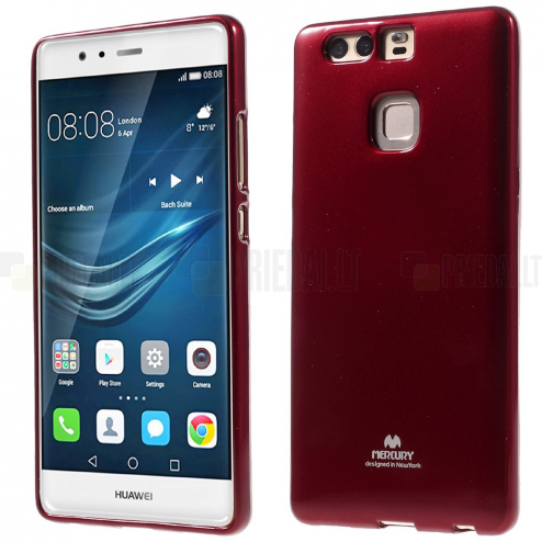 Huawei P9 Mercury sarkans cieta silikona (TPU) apvalks