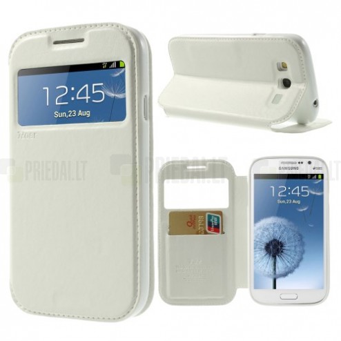 Samsung Galaxy Grand Neo (Lite) Roar Noble ādas atvēramais balts futrālis