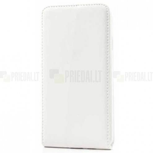 Samsung Galaxy Note 3 N9005 klasisks ādas vertikāli atvēramais balts futrālis