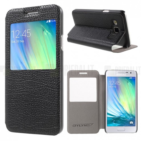Samsung Galaxy A3 2015 (A300F) Smart Window atvēramais melns maciņš