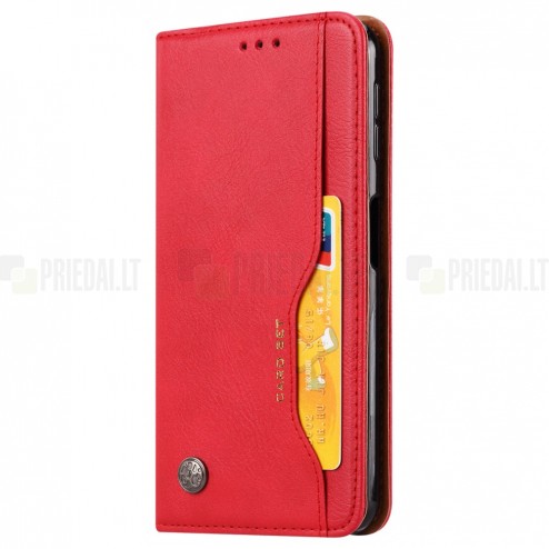 Greznais „Comma“ sērijas ādas atvērams sarkans Samsung Galaxy A70 (A705F) futrālis