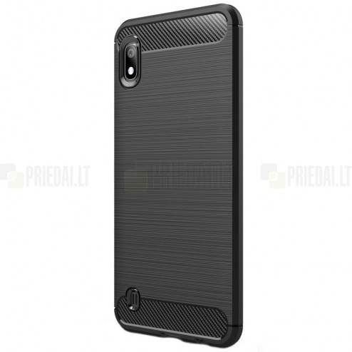 Samsung Galaxy A10 (A105F) „Carbon“ cieta silikona (TPU) melns apvalks