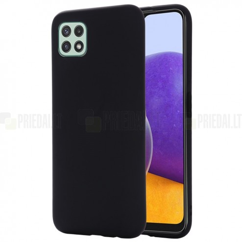 Samsung Galaxy A22 „Shell“ cieta silikona (TPU) melns apvalks
