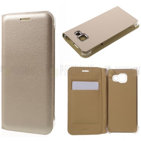 Samsung Galaxy A3 (2016) A310 zelta atvēramais Smart Wallet ādas maciņš - maks