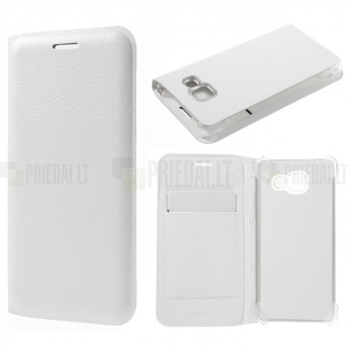 Samsung Galaxy A3 (2016) A310 balts atvēramais Smart Wallet ādas maciņš - maks
