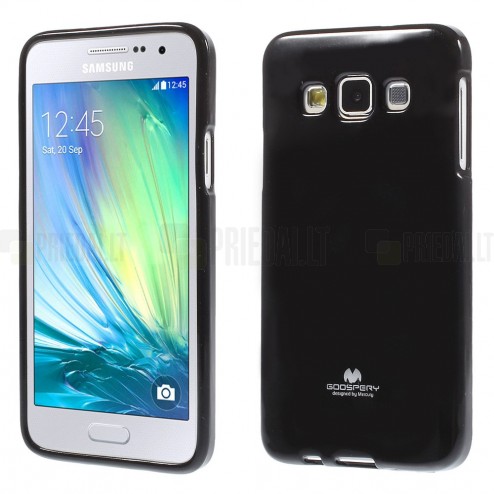 Samsung Galaxy A3 Mercury melns cieta silikona (TPU) apvalks