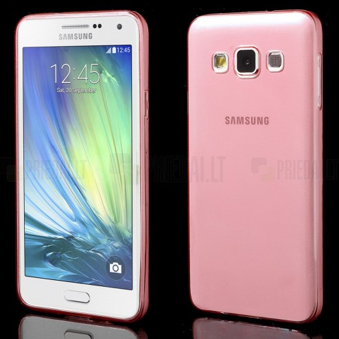 Samsung Galaxy A3 dzidrs (caurspīdīgs) cieta silikona TPU pasaulē planākais sarkans apvalks