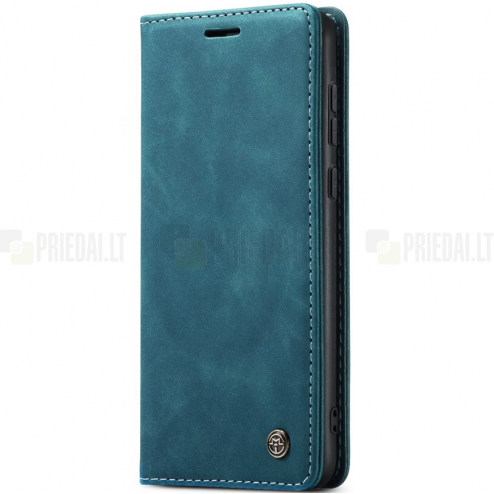 Samsung Galaxy S23 FE (Fan Edition) CaseMe Retro solīds atvēramais ādas melns maciņš - maks