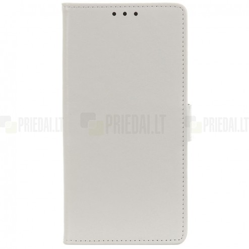 Samsung Galaxy A40 (A405F) atvēramais ādas balts maciņš (maks)
