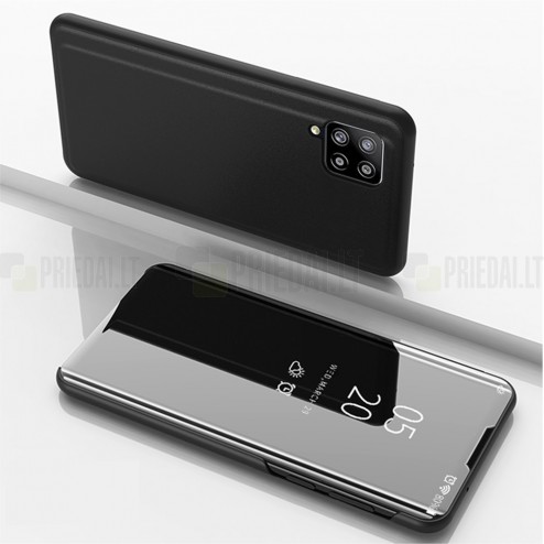 Samsung Galaxy A42 5G plastmasas atvērams melns ādas maciņš