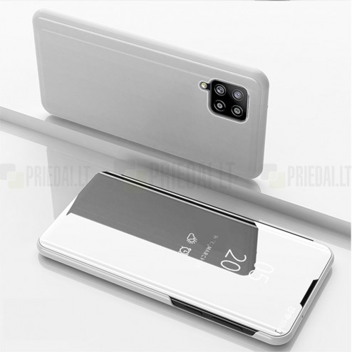 Samsung Galaxy A42 5G plastmasas atvērams sudrabs ādas maciņš