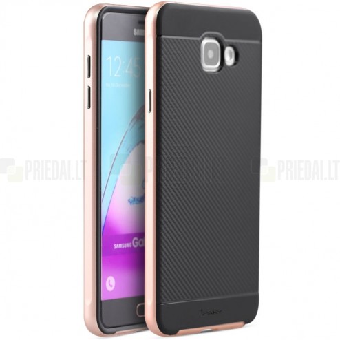 Samsung Galaxy A5 (2016) A510 „IPAKY“ cieta silikona (TPU) melns apvalks (apmales - rozā krāsā)