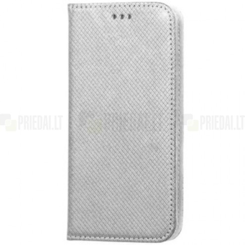 Samsung Galaxy A5 2016 (A510F) „Shell“ solīds atvēramais ādas sudrabs maciņš - maks