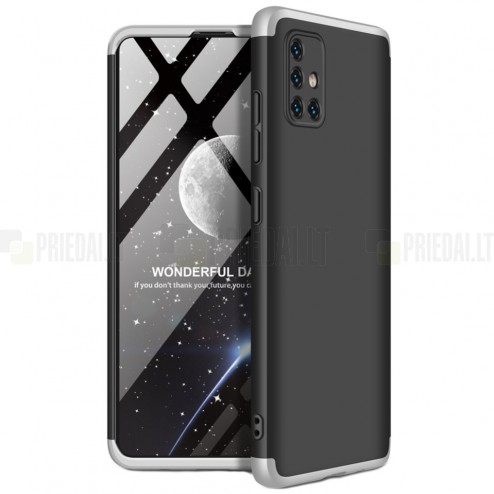 Samsung Galaxy A51 (A515) Thin Fit 360“  melns futrālis apmāles sudrabā krāsā