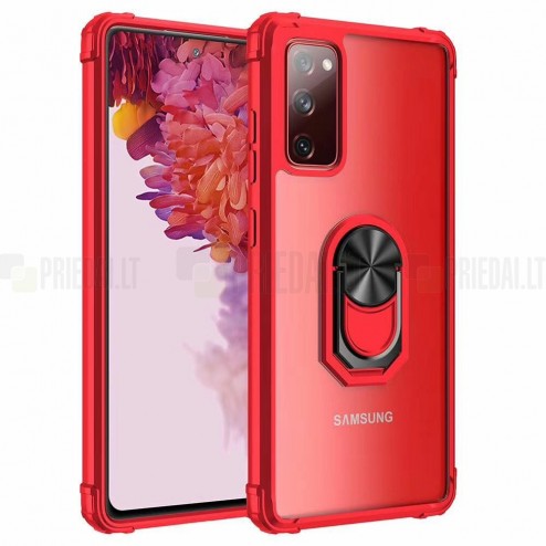 Samsung Galaxy A52 5G (A526B, A525F) „Fashion“ Kickstand sarkans cieta silikona (TPU) dzidrs apvalks