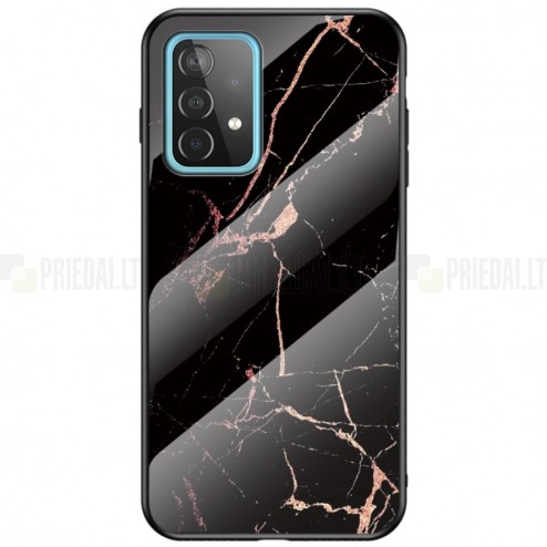 Samsung Galaxy A52 5G (A526B, A525F) „Marble“ cieta silikona (TPU) melns / zelta apvalks