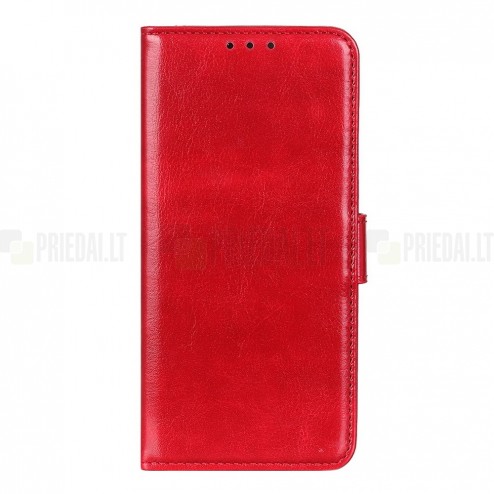 Samsung Galaxy A54 (SM-A546B) atvēramais ādas sarkans maciņš (maks)