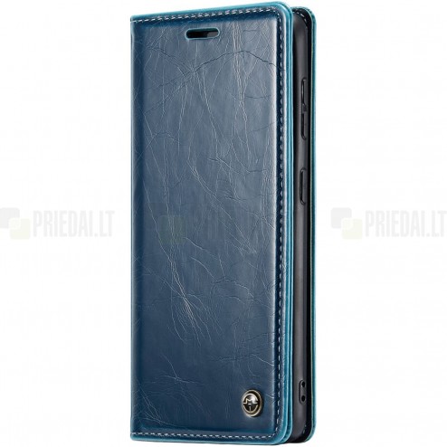 Samsung Galaxy S23 FE (Fan Edition) CaseMe Retro solīds atvēramais ādas melns maciņš - maks