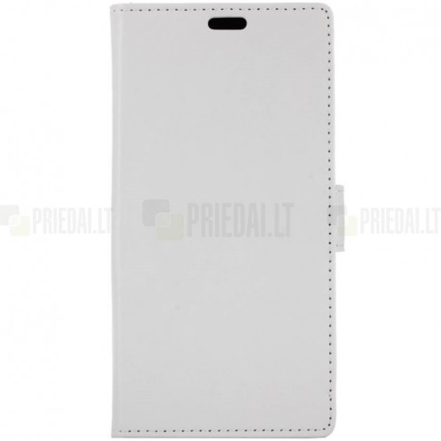 Samsung Galaxy A6+ 2018 atvēramais ādas balts maciņš, grāmata (maks)