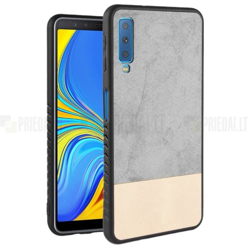 Samsung Galaxy A7 2018 (A750) „Bi-Color“ Splicing pelēks, smilšains ādas apvalks