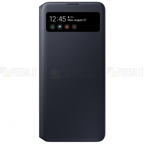 Samsung Galaxy A71 (A715) oficiāls S View Wallet Cover atvērams melns maciņš (maks)