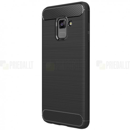 Samsung Galaxy A8 (2018) A530F „Carbon“ cieta silikona (TPU) melns apvalks