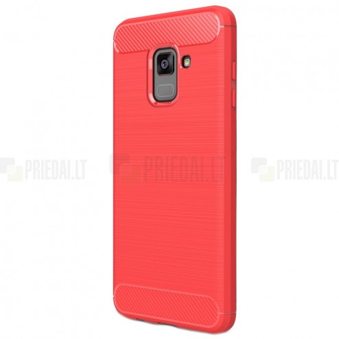 Samsung Galaxy A8 2018 (A530F) „Carbon“ cieta silikona (TPU) sarkans apvalks
