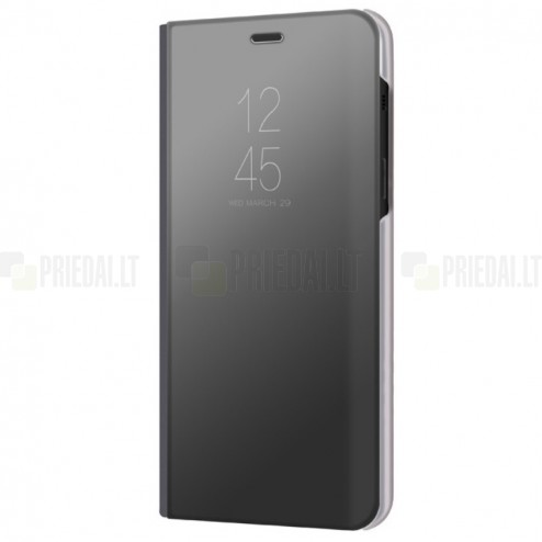 Samsung Galaxy A8 2018 (A530F) plastmasas atvērams melns ādas maciņš