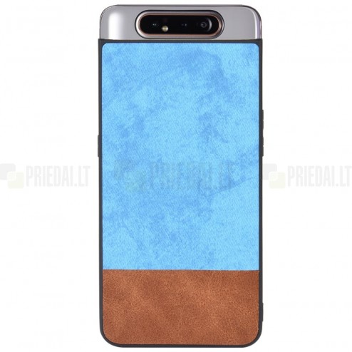 Samsung Galaxy A80 (A805F) „Bi-Color“ Splicing brūns, zils ādas apvalks
