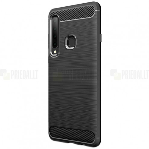 Samsung Galaxy A9 2018 (A9 Star Pro) „Carbon“ cieta silikona (TPU) melns apvalks 