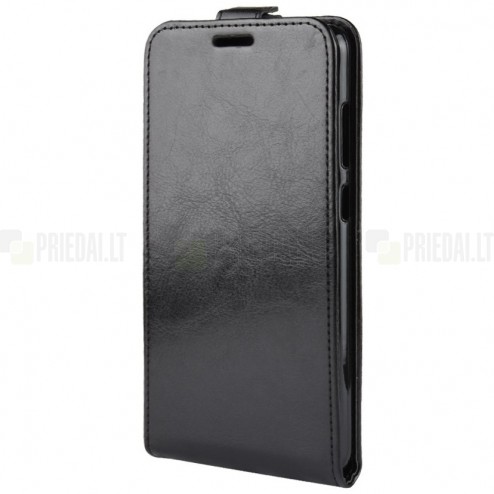 Samsung Galaxy A9 2018 (A9 Star Pro) klasisks ādas vertikāli atvēramais melns futrālis