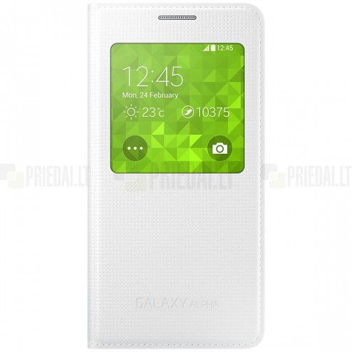 Samsung Galaxy Alpha (G850) S View Cover atvērams balts ādas maciņš (EF-CG850b)