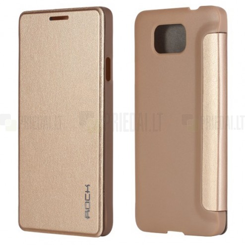Samsung Galaxy Alpha G850 Rock Uni ādas atvēramais zelts futrālis