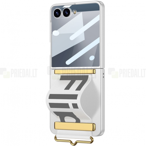 Samsung Galaxy Flip7 GKK Kickstand dzidrs plastika apvalks - balts