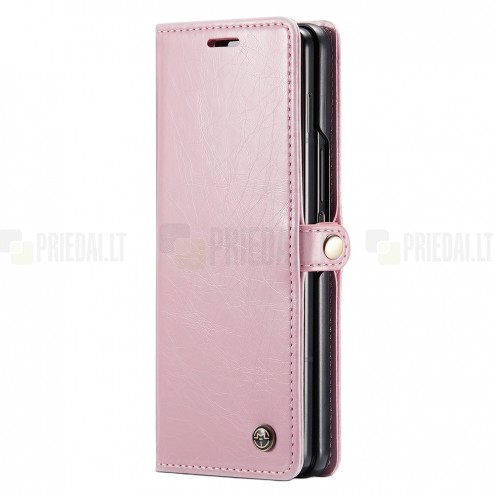 Samsung Galaxy Fold5 5G (SM-F946B) „CaseMe“ Leather solīds atvēramais ādas rozs maciņš - maks