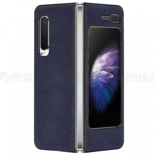 Samsung Galaxy Fold 5G (F907B) Slim Leather zils ādas plastika apvalks