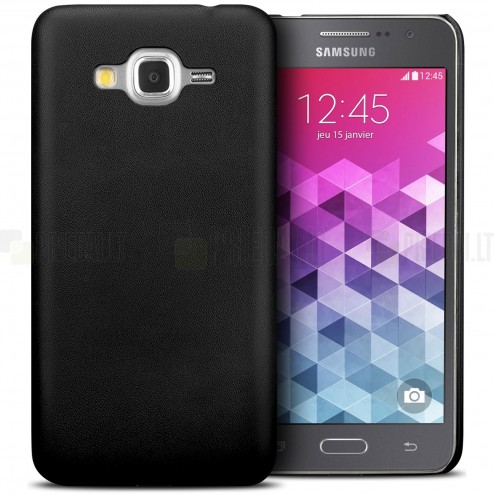 Samsung Galaxy Grand Prime (G350) „Slim Leather“ melns ādas itin plāns apvalks