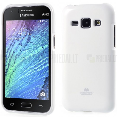 Samsung Galaxy J1 Mercury balts cieta silikona (TPU) apvalks