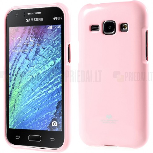 Samsung Galaxy J1 Mercury gaiši rozs cieta silikona (TPU) apvalks