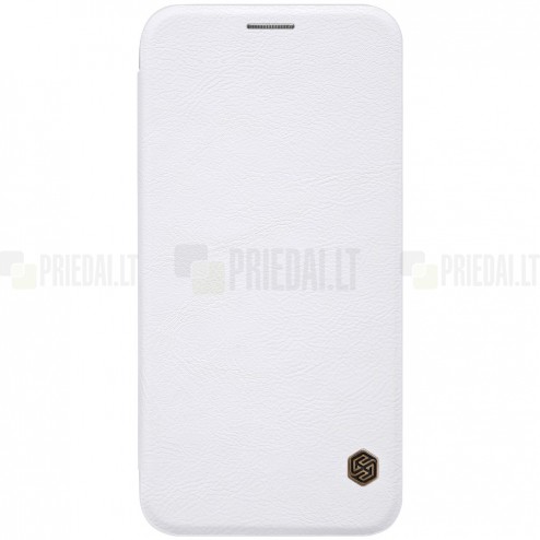 Greznais „Nillkin“ Qin sērijas ādas atvērams balts Samsung Galaxy J3 2017 (J330) maciņš