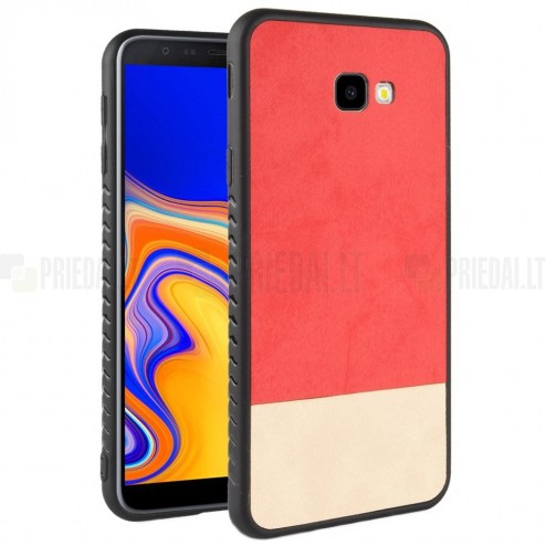 Samsung Galaxy J4+ (J400F) „Bi-Color“ Splicing sarkans, smilšains ādas apvalks