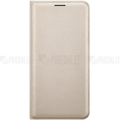 Samsung Galaxy J5 2016 (J510) oficiāls Flip Wallet Cover atvērams zelta ādas maciņš (maks)