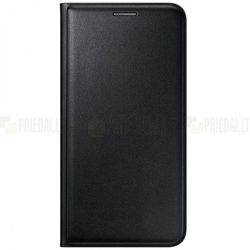 Samsung Galaxy J5 2016 (J510) oficiāls Flip Wallet Cover atvērams melns ādas maciņš (maks)