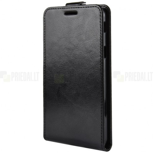 Samsung Galaxy J6 2018 (J600) klasisks ādas vertikāli atvēramais melns maciņš