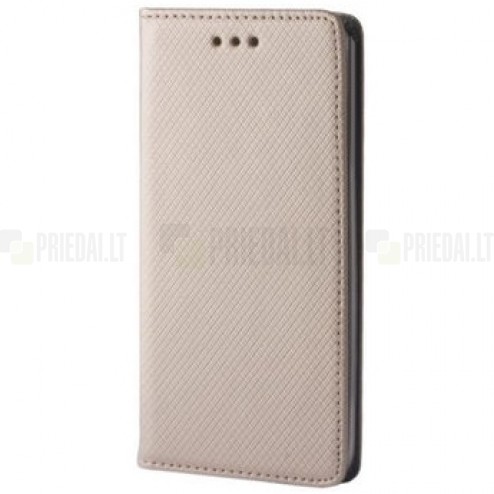 Samsung Galaxy J7 2016 (J710) „Bullet“ solīds atvēramais ādas zelta maciņš - maks